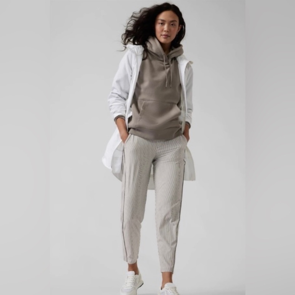 Athleta Brooklyn Mid Rise Ankle‎ Pant In Gray Stripe